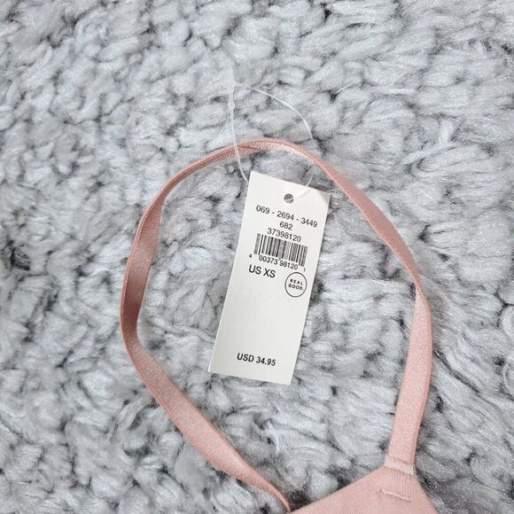 Aerie Square Neck Strappy Side Bralette Size XS Lace Up Unlined Wireless Pink - Picture 3 of 7